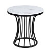 3pc Modern Cocktail Group Set Coffee Table End Table Luxurious Faux Marble Top Cage-like Base Wooden Living Room Furniture - 3 of 4