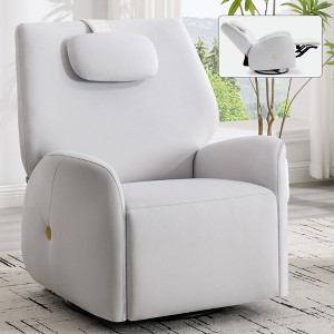 Swivel Rocker Power Recliner Chair with Lumbar and Neck Support Pillow, 270° Swivel, USB & Type-C Ports, and Heavy Duty Motion Mechanism - 1 of 4