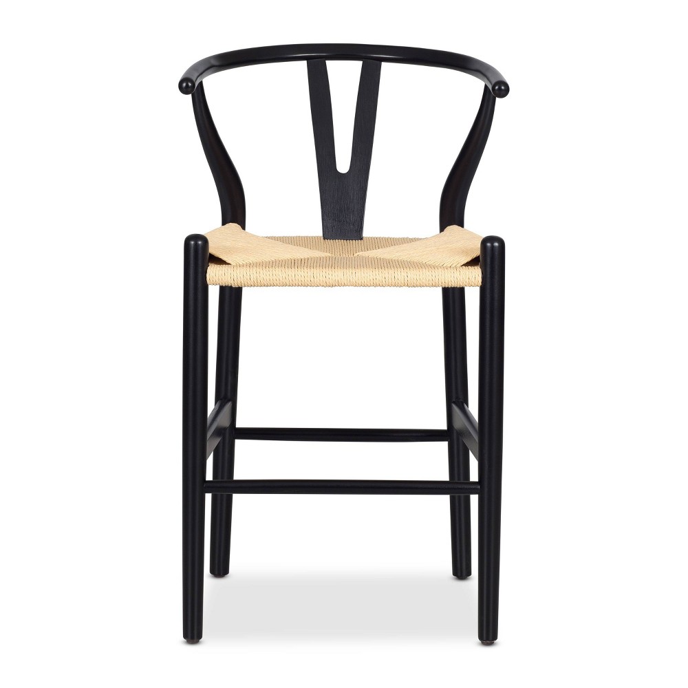 Photos - Chair Jameson Weave Counter Height Barstool Black - Poly & Bark