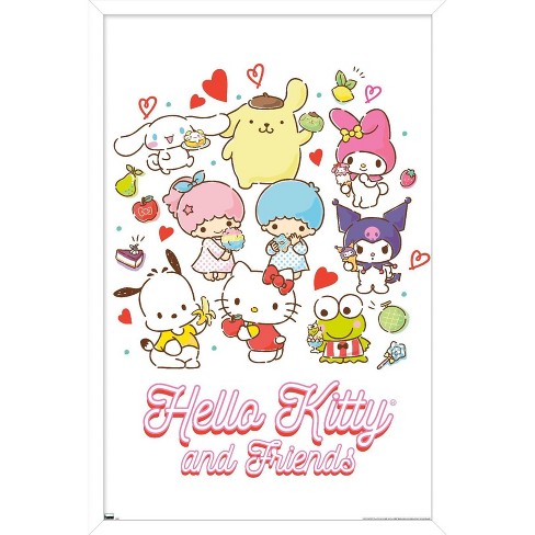 Trends International Hello Kitty and Friends - Kawaii Favorite Flavors  Framed Wall Poster Prints White Framed Version 22.375 x 34
