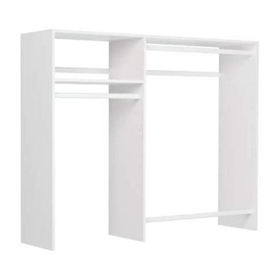 Easy Track OK0348 Hanging Closet Wardrobe Storage Clothing Organizer Rod Rack System Kit for Bedroom in White with Hardware for Easy Installation