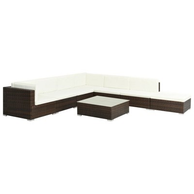vidaXL Patio Sofa Set Set of 8 Brown