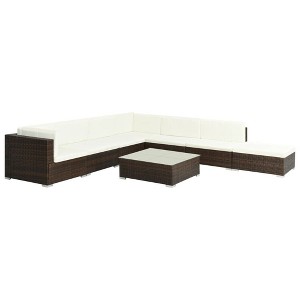 vidaXL Patio Sofa Set Set of 8 Brown - 1 of 4