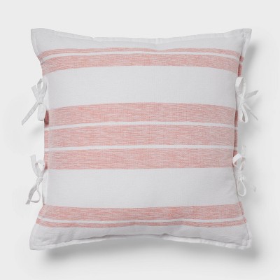 Euro Yarn Dye Stripe Throw Pillow White/Coral - Threshold™