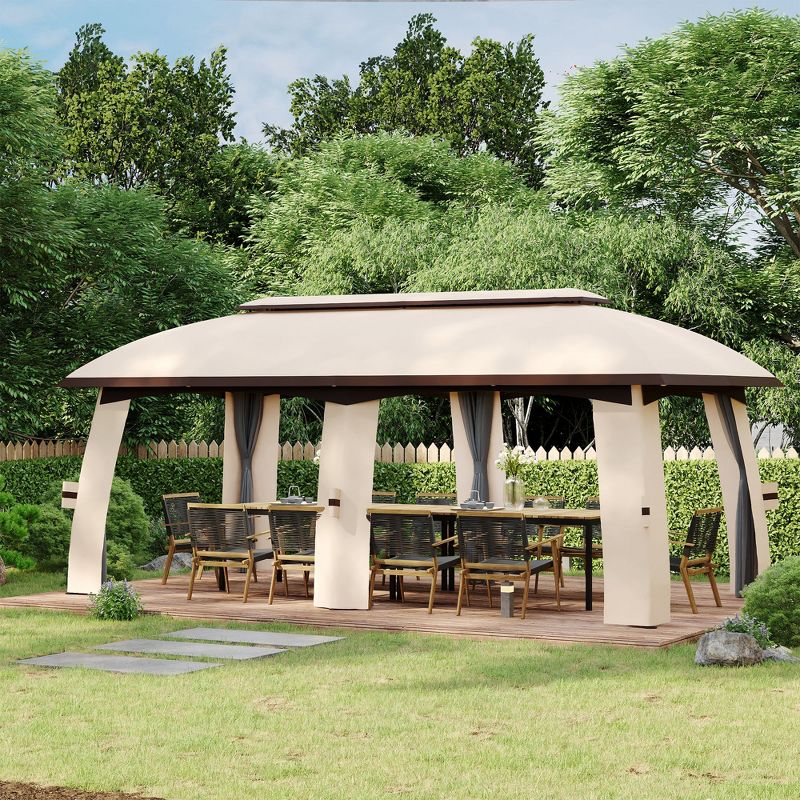 Outsunny Patio Gazebo, Outdoor Gazebo Canopy Shelter with Netting, Vented Roof, Steel Frame for Garden and Lawn, 3 of 9