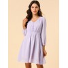 Allegra K Women's Swiss Dots Elastic Waist 3/4 Sleeve A-line Solid Flowy Chiffon Dress - 2 of 4