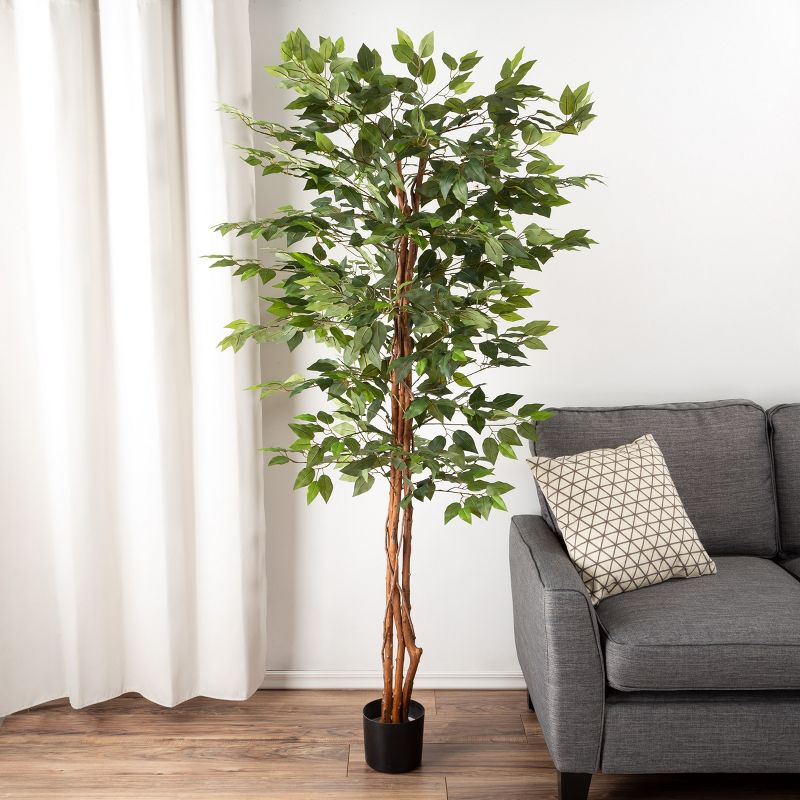 Nature Spring Ficus Artificial Tree - 80-Inch Potted Faux Silk Tree with Natural Looking Leaves for Office or Home Decor - Realistic Indoor Plants, 5 of 8