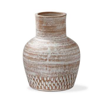 tagltd Siena Whitewash Terracotta Planter Vase, 6.5L x 6.5W x 8.25H Inches