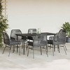 vidaXL Patio Dining Set with Cushions Outdoor Dining Furniture Poly Rattan Glass - Black 63" x 31.5" x 29.1" 6 Pieces - 3 of 4