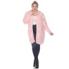 Plus Hooded Open Front High Pile Fleece Coat - White Mark - 2 of 4