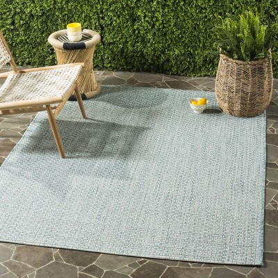 Reversible Light Blue & Light Grey Flat Woven Synthetic Area Rug 8'x11'