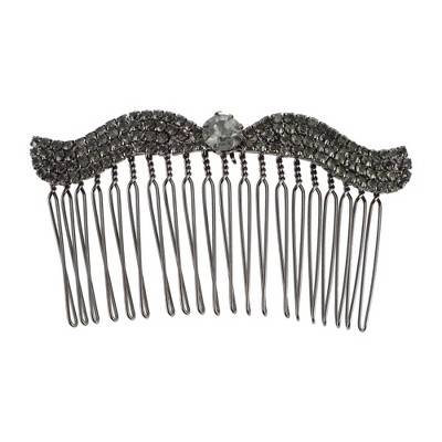 Unique Bargains Women's Bright Rhinestones Hair Comb Insertion Tools Black 1 Pc