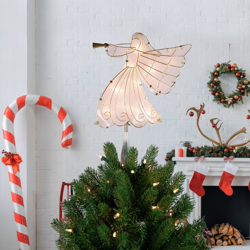 Northlight 10" Gold Angel Tree Topper, Warm White Lights, 2 of 8