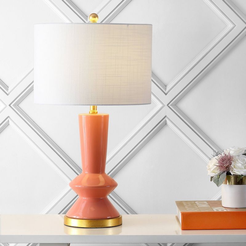 27&#34; Ceramic/Iron Contemporary Glam Table Lamp (Includes LED Light Bulb) Coral/Brass - JONATHAN Y, 3 of 5