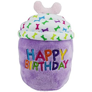 Multipet Purple Happy Birthday Cup Cake Plush Dog Toy Small - 1 of 1