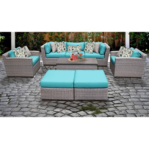 Florence 8pc Outdoor Sectional Seating Group with Cushions - Aruba - TK Classics