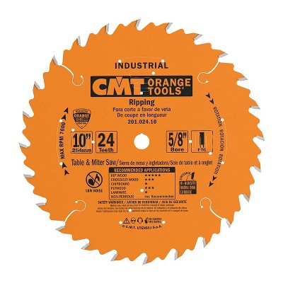 CMT USA 201.024.10 ITK Industrial 10 In 24 Tooth Finish Metal Carbide Blade with 0.63 In Bore for Wood Cuts on Sliding Miter, Circular, & Table Saws