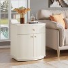 Tribesigns White Fluted Nightstand, 20-Inch Modern Bedside Table with Storage Drawer and Cabinet, for Apartment, Bedroom and Small Spaces - 3 of 4