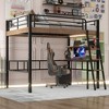 Whisen Metal Twin Size Loft Bed with Built-in Desk and Storage Shelf and Ladde - 2 of 4