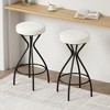Polyester Upholstered Backless Counter Height Bar Stools with Footrest Set of 2 for Kitchen or Dining - 2 of 4