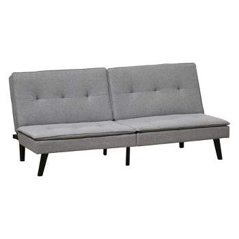 HOMCOM Convertible Lounge Futon Sofa Bed/3 Seater Tufted Fabric Upholstered Sleeper with Adjustable Backrest, gray