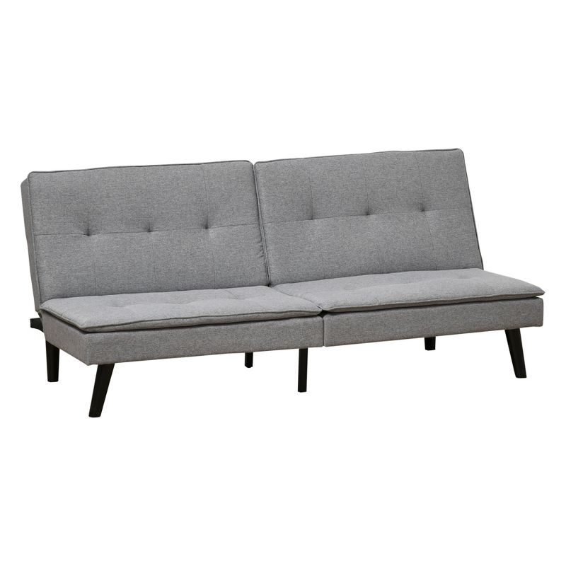 HOMCOM Convertible Lounge Futon Sofa Bed/3 Seater Tufted Fabric Upholstered Sleeper with Adjustable Backrest, gray, 1 of 9