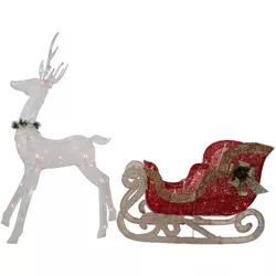 Northlight 51" Lighted White Reindeer with Sleigh Christmas Decoration