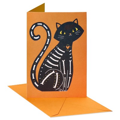 Halloween Card Skeleton Cat