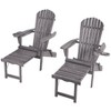 Jiallo Oceanic Collection Adirondack Chaise Lounge Chair Foldable, cup and glass holder, built in ottoman, Set of 2 Lounge chairs and 1 end table - 3 of 4