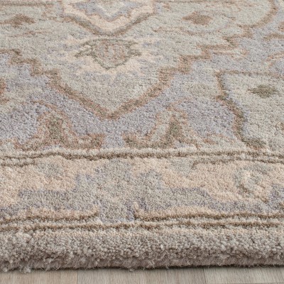 Gray Round Hand-Tufted Wool Non-Slip Rug, 47"