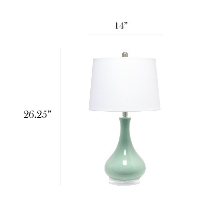 Aqua Ceramic Droplet Table Lamp with Fabric Shade