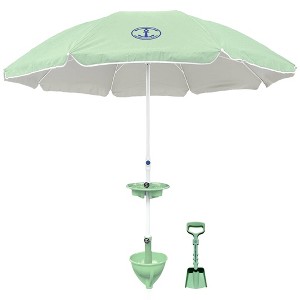 Anchor Works: Classic Beach Umbrella & AnchorONE Kit – Seafoam Green - 7.5ft - 1 of 4