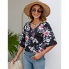 Women's 3/4 Bell Sleeve Shirt Loose Fit V Neck Blouse Cute Tops - 3 of 4