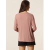INSPIRE CHIC Womens Casual V Neck Ribbed Pullover Long Sleeve Sleepwear Tops - 4 of 4