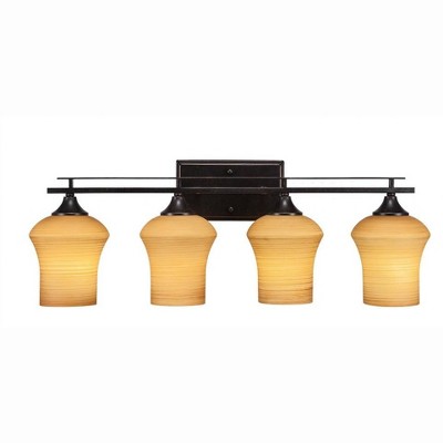 Toltec Lighting Uptowne 4 - Light Vanity in  Dark Granite with 5.5" Zilo Cayenne Linen  Shade