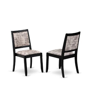 East West Furniture,Dining Room Chair with White and Gray Pattern Faux Leather and upholstered back - 1 of 2