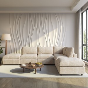 Cloud Sectional Couches for Living Room,134" Convertible L Shaped Couch With Ottoman, 6 Seater Modular Sectional Sofa,Deep Seater Furniture Sets - 1 of 4