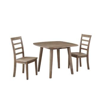3pc Boulder Extendable Dining Table Set Wire Brush Barnwood Brown - Boraam
