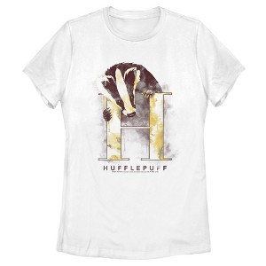 Women's Harry Potter Hufflepuff Badger Watercolor T-Shirt - 1 of 4