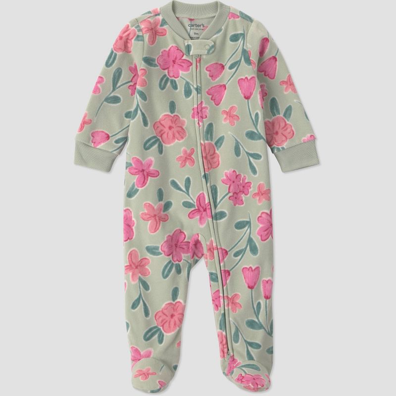 Carter's Just One You® Baby Girls' Floral Sleep N' Play - Green/Pink Newborn