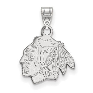 Black Bow Jewelry 10k White Gold Chicago Blackhawks NHL Small Pendant - 1 of 3