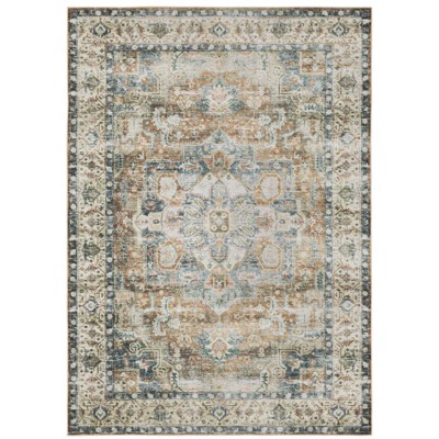Oriental Weavers Charleston CHA02 Blue / Gold Indoor Area Rug - 3'6" x 5'6"