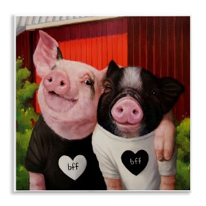 Stupell Industries Best Friends Forever Farm Pigs Happy Fun Animals Wall Plaque Art - 1 of 4