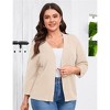 Clearlove Women's Plus Size 3/4 Sleeve Lightweight Knit Cardigan Open Front Lacy Summer Cover-Up Casual Boho Beach Wrap - 2 of 4