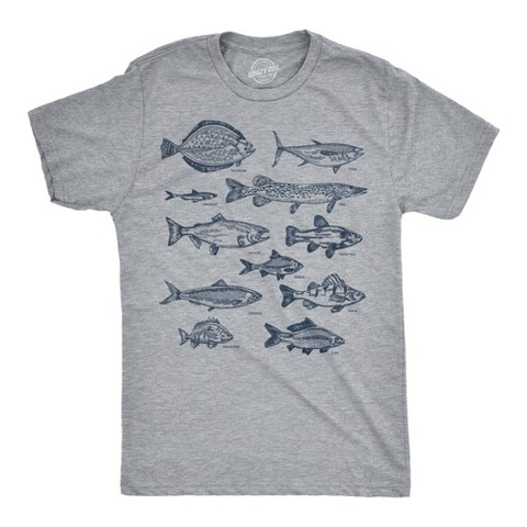 Мужские футболки Crazy Dog T-Shirts, Inc. Mens Funny T Shirts Vintage Fish With Names Sarcastic Fishing Graphic Novelty Tee for Men - Crazy Dog Men's T Shirt For Fishers Light Grey M
