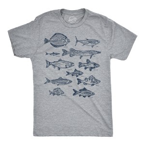 Mens Funny T Shirts Vintage Fish With Names Sarcastic Fishing Graphic Novelty Tee for Men - Crazy Dog Men's T Shirt For Fishers - 1 of 4