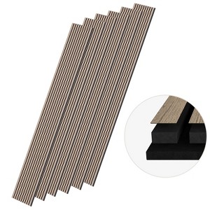 SMARTSTANDARD 94.09 in. x 7.87 in. x 0.9 in. Slat Wood Acoustic Sound Absorbing 3D Decorative Wall Paneling, 6-Pack - 1 of 1