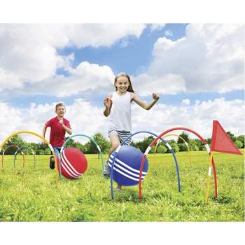 KOVOT Giant Kick Croquet Game Set | Includes Inflatable Croquet Balls, Wickets & Finish Flags
