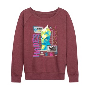 Women's - Disney - Hades Vapor Wave Lightweight French Terry Wide Neck Long Sleeve Shirt - 1 of 4