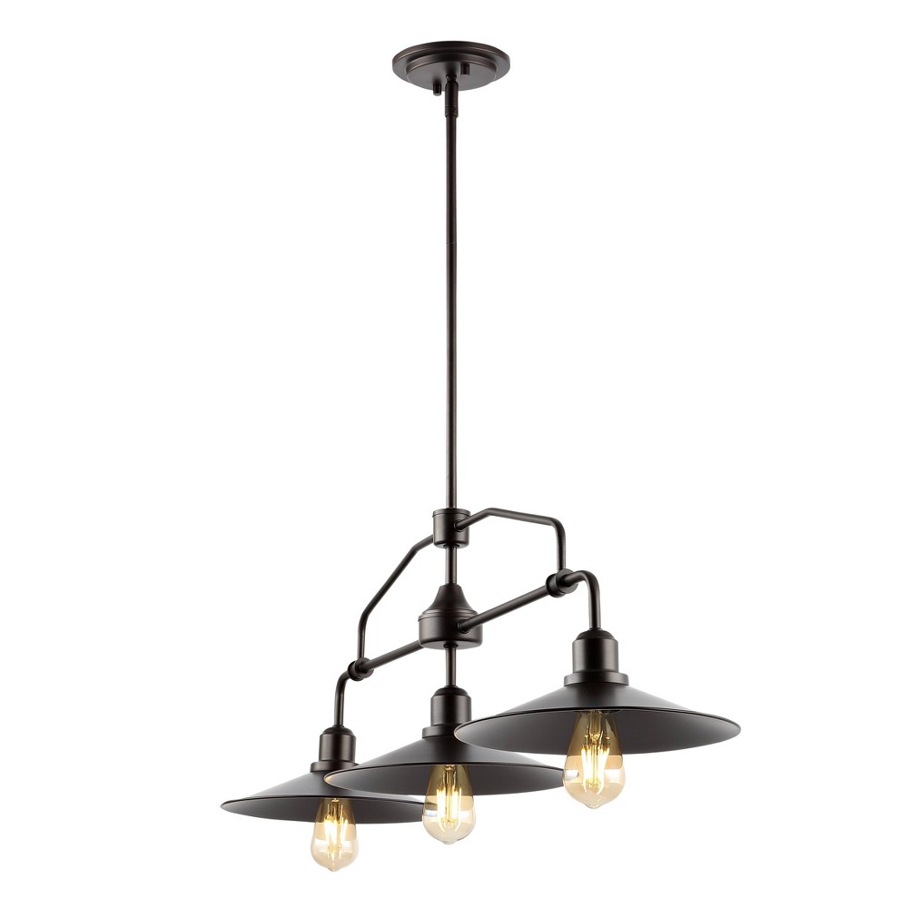 Photos - Chandelier / Lamp 38.5" 3-Light Nathan Farmhouse Iron Linear LED Pendant Oil Rubbed Bronze/C